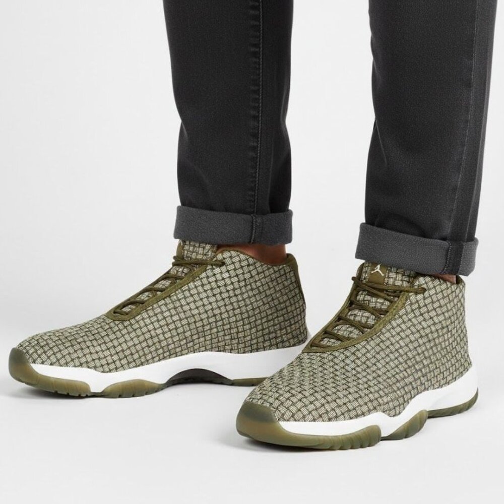 Nike Air Jordan Size 7 Olive Green Woven Canvas Jordan Future Basketball Shoes